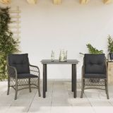 Maison Exclusive - Ensemble de bistro 3 pièces avec coussins, gris, en polyrotin tressé