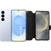 Samsung Galaxy S25 128GB Light Blue 5G + BlueBuilt Book Case Black