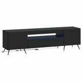 vidaXL - LED - tv-meubel - Zwart - Bewerkt - hout