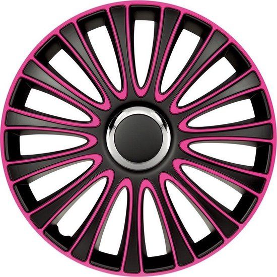 Autostyle Wieldoppen LeMans - 17 inch - Zwart/Roze - Set van 4