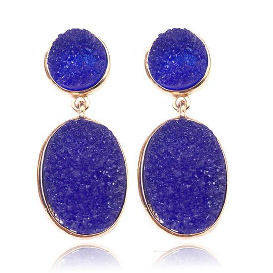 Deja Jewels Lookinggoodtoday Ovale Deja Oorhangers - Resin Blue