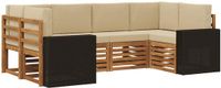 vidaXL - Hoek loungeset - 6 zitplekken - Polyester - Natuurlijk en beige
