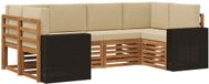 vidaXL - Hoek loungeset - 6 zitplekken - Polyester - Natuurlijk en beige