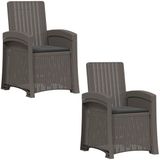 vidaXL Ligstoel Rieten Look Lichtgrijs en antracietkleurig PP