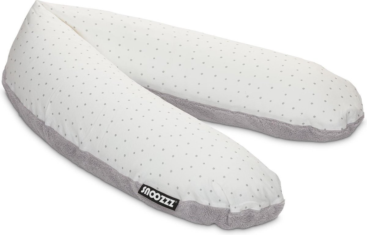 Snoozzz Voedingskussen Zwangerschapskussen met extra zachte hoes Dots grijs -185 cm