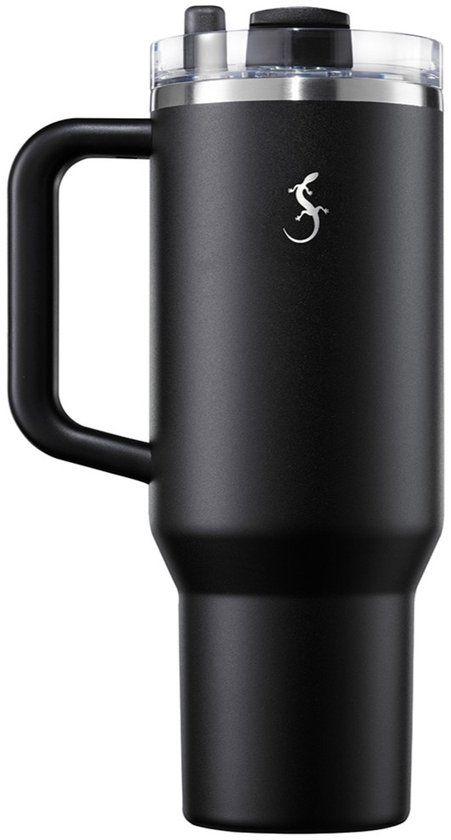 Lurch Big Cup - Isoleerbeker - Met handgreep - Geïntegreerd rietje - RVS - Zwart - 1.2L