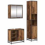 vidaXL - Badkamermeubel - Set - 3 - st - Oud - Hout - 65 - x - 33 - x - 60 - cm - Bewerkt - hout