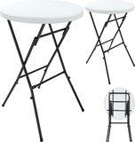 Casaria Statafel – 2 Stuks Ø 72 cm Hoogte 110cm Inklapbaar - Wit