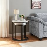 en.casa Bijzettafel Ulricehamn set van 3 zwart en marmer wit