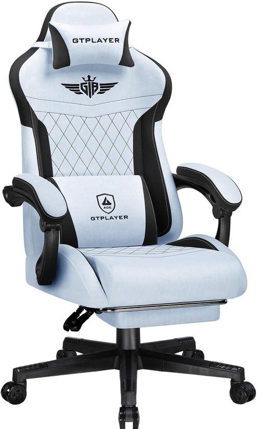GTPLAYER Gamingstoel Technische Stof Lichtblauw