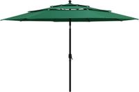 vidaXL - Parasol - 3-laags - met - aluminium - paal - 3,5 - m - groen