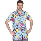 Fiestas Guirca - 80's shirt blauw volwassenen - maat L