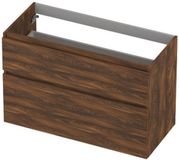 INK - Onderkast 2 Laden Greeploos Hout Decor met Houten Keerlijst A-symmetrisch - 1000x450x650 Mm - Noten