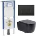 Geberit QeramiQ Dely Swirl Toiletset - 36.3x51.7cm - Geberit UP720 Duofix Sigma inbouwreservoir - slim zitting - metalen bedieningsplaat mat zwart - rechthoekige knoppen - mat zwart