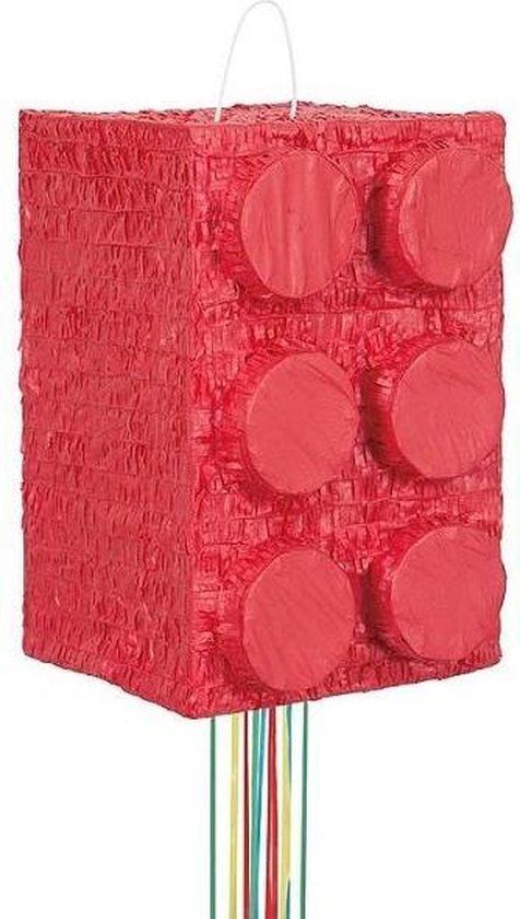 Bouwblokjes Party 3D pinata - Kinderfeestje - Rood - 39 cm