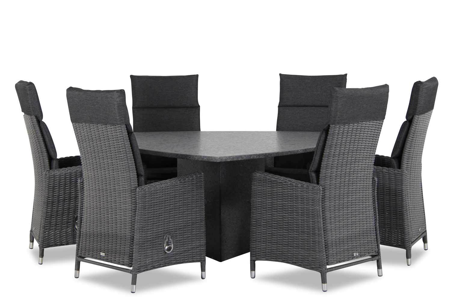 Garden Collections Madera/Graniet triangel 170 cm dining tuinset 7-delig