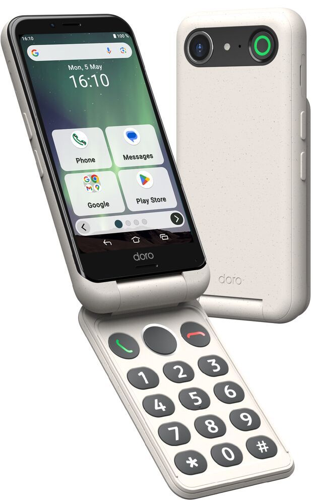 Doro Aurora A20 4.5" Dual SIM Android 14 Smartphone - Black & White