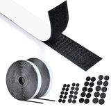 AiQInu Vilttape, 10 m x 20 mm, sterk dubbelzijdig, met 20 paar dubbelzijdige stickers, rond, bevestigingssysteem, haak & lus, herbruikbaar, sterk plakband voor doe-het-zelf stof