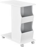 en.casa Bijzettafel op wielen met remmen MDF wit