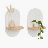 Merkloos Wandplank set van 2 - 20 cm breed - hout