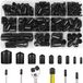 Embouts en caoutchouc - Capuchons de protection en PVC - Protection d'objets - 211 pièces 9 tailles - Tailles diverses - Noir