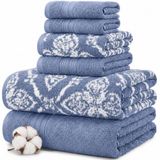 Modern Threads Amaris 6-delige omkeerbare garengeverfde jacquard handdoekenset