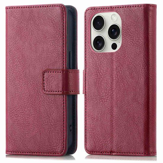 imoshion Hoesje - Geschikt voor Apple iPhone 16 Pro Max - Luxe Bookcase - Bordeaux