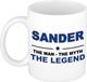 Bellatio Decorations Sander cadeau mok - man myth legend - naam koffiemok / beker - wit en blauw - 300 ml - verjaardag