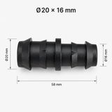 Farmoxa.nl Slangverbinder Ø20 x 16 mm voor Druppelslang en Tyleenslang – 10 Stuks – Geribde Slangtule / Barbed Connector – 10 Stuks