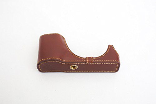 TP Handgemaakte Echt Lederen Half Camera Case Tas Cover voor Samsung EX2F Bruin Kleur