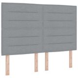 vidaXL LED Box Spring Bed with Headboard Light Grey Fabric 140 x 190 cm