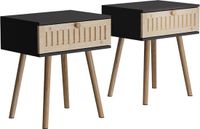 Vicco Holk Nachtkastje – Set van 2 Antraciet/pijnboom