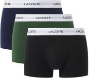 Lacoste Heren Boxershorts Trunks 3-Pack Zwart/Groen/Navy Blauw - Maat S