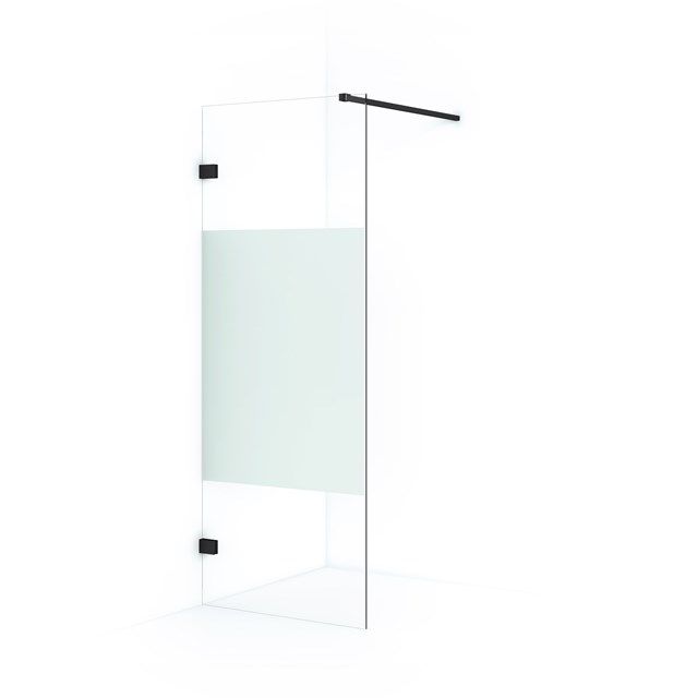 Maxaro Inloopdouche Diamond 80cm 8mm Helder Veiligheidsglas met Matte Strook Mat Zwart
