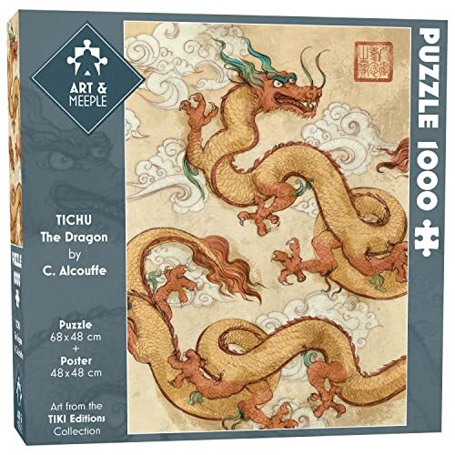 ART&Meeple Puzzels 1000 stuks, 68 x 48 cm, hoge kwaliteit poster 48 x 48 cm, originele stukken gesneden, dik karton, aan beide zijden met papier 250 g/m², doek: The Dragon