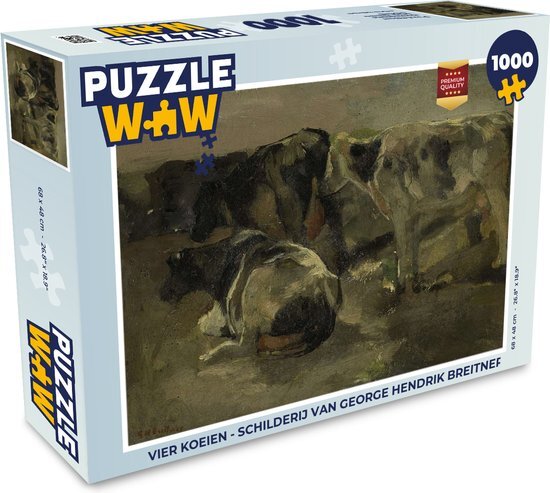 MuchoWow Puzzel Vier koeien - Schilderij van George Hendrik Breitner - Legpuzzel - Puzzel 1000 stukjes volwassenen - Sinterklaas cadeautjes - Sinterklaas voor grote kinderen