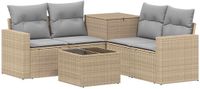 vidaXL Bankstel 2 zitplaatsen Beige en Lichtgrijs Polyrattan en Staal