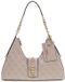 GUESS Yvonne Logo Hobo Bag Stone Logo beige Schoudertas Vrouwen