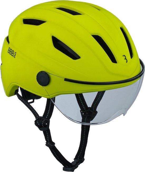 BBB Cycling Move Faceshield Transparant E-bike Helm - Speed Pedelec Helm - Elektrische Fiets - Neon Geel - Maat L - BHE-57