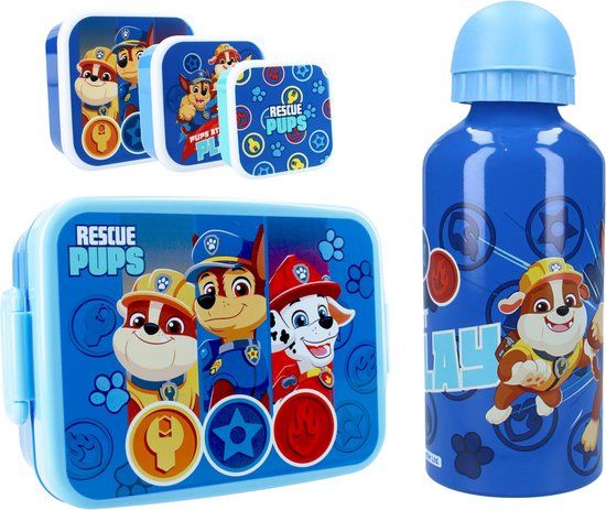 4KidsOnly Paw Patrol Lunchset - Lunchbox - Drinkfles - Blauw - Lunchbox Kinderen