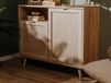 BALO Commode 2 portes 1 niche chêne sonoma/effet roseau naturel