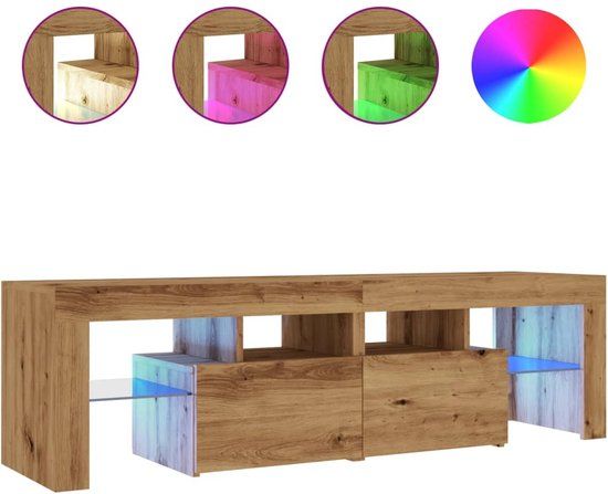 vidaXL Tv-meubel met LED 140x36,5x40 cm bewerkt hout artisanaal eiken