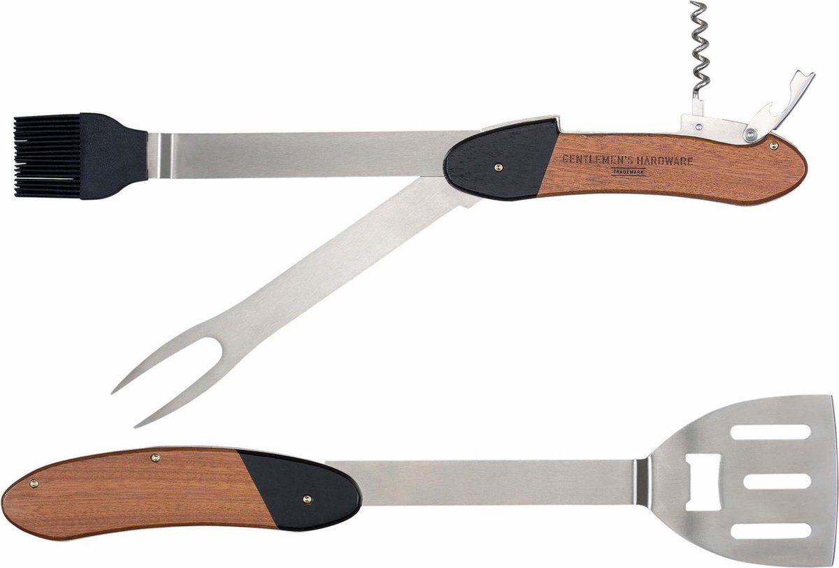 Gentlemen's Hardware BBQ Multitool - 2-delig - Hout/RVS Zilver