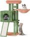 Petit poteau griffoir pour chat avec tour d'escalade, boules en peluche et cavités - vert - 98,5 cm