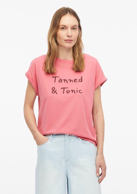 s.Oliver T-shirt Koraal Katoen Ronde Hals Korte Mouw Aansluitend Casual Dames 36