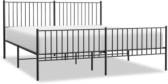vidaXL Metalen Bedframe met hoofd- en voeteneinde Zwart 183x213 cm