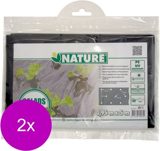 Nature Kweekfolie Sla - Groeifolie Gronddoek - 2 x 0.95x5 m Zwart Anti-Uv