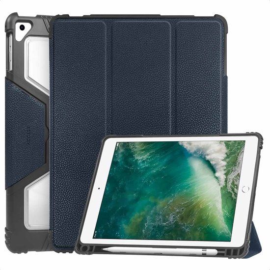 Accezz Tablet Hoes - Geschikt voor Apple iPad Air 2 (2014) / Air 1 (2013) / 6e generatie (2018) 9.7 inch / 5e generatie (2017) 9.7 inch - Trifold Bookcase - Donkerblauw