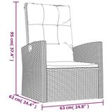 vidaXL 3-delige Loungeset met Kussens Poly Rattan Grijs