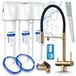 Ari Robinet de cuisine 3 voies Highflex laiton avec douchette extractible et filtre Aquaphor Kristall A